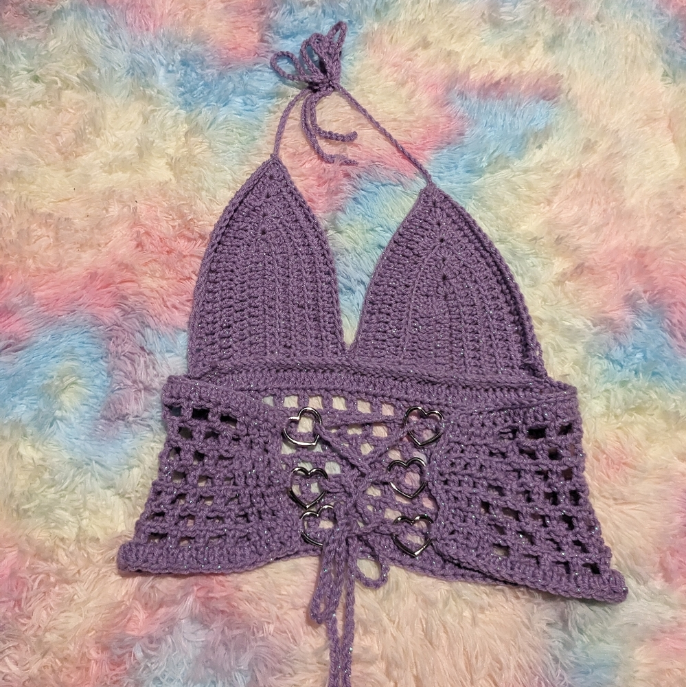 Crochet Crop Top Corset Back